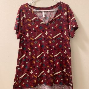 Large Teacher School Art Patterned Maroon Lularoe Christy T